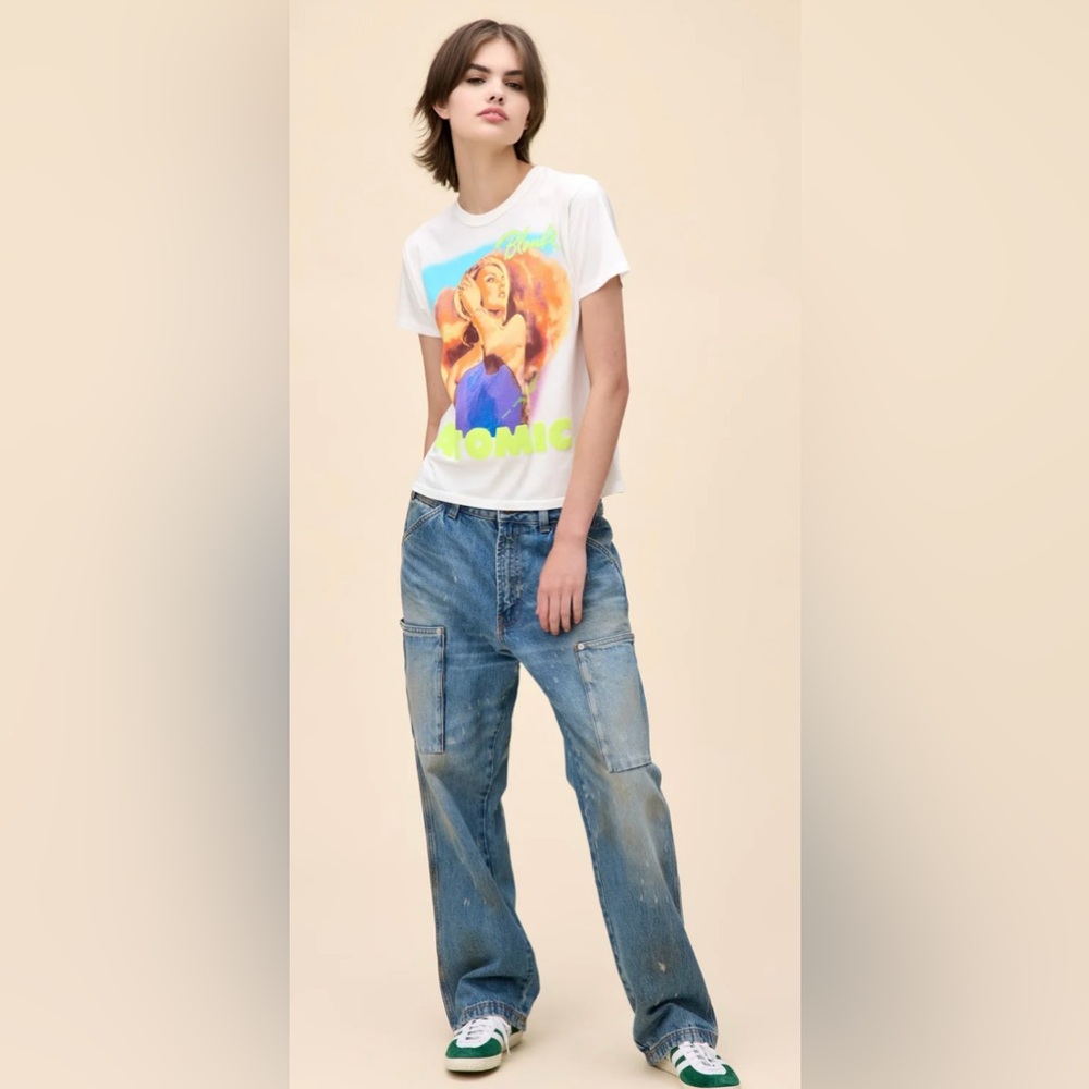 NWOT Daydreamer S Blondie Atomic Ringer Tee in Bleach White New $88 Shirt - Picture 4 of 7